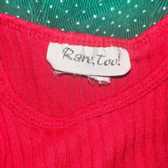 Rare too Red and Green Polka Dot reindeer Christmas Dress 3T corduroy - Picture 3 of 3